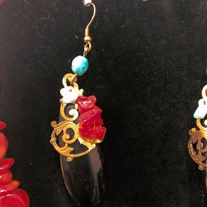 Coral, turquoise earrings only